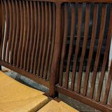 English mahogany straw bench
