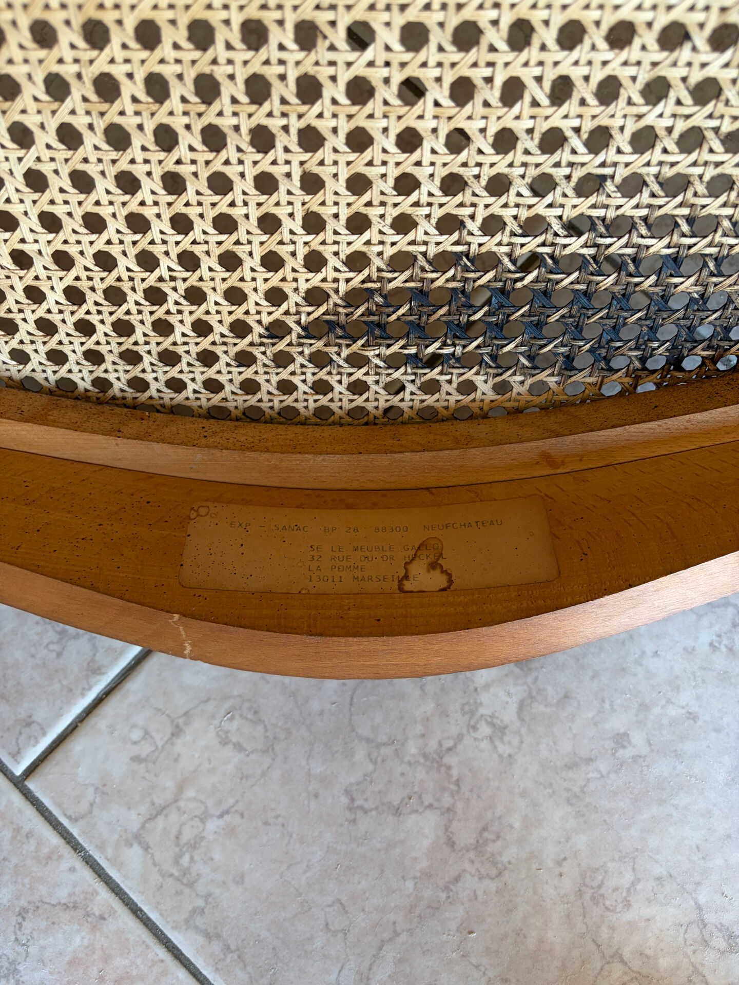 Wood and cane armchair