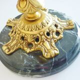 Candelabra, 6-pointed candlestick, marble, bronze, putti decoration, putto