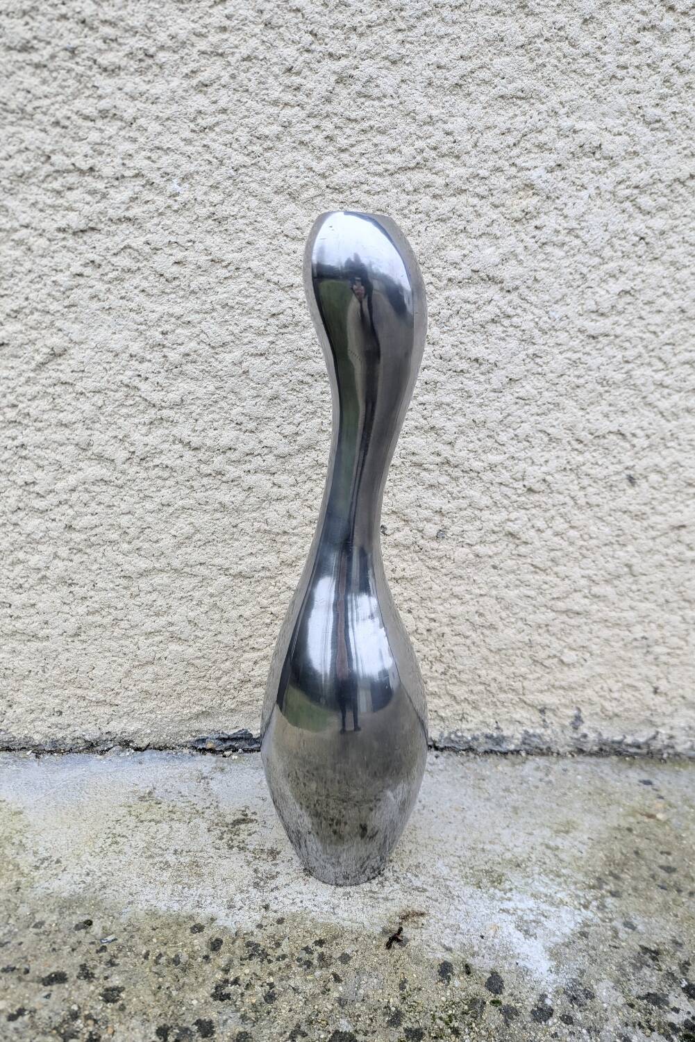 Important Aluminium Vase Vintage Modernist Design Organic Shape