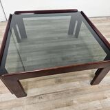 Vintage coffee table by Afra and Tobia Scarpa for Cassina with smoked glass