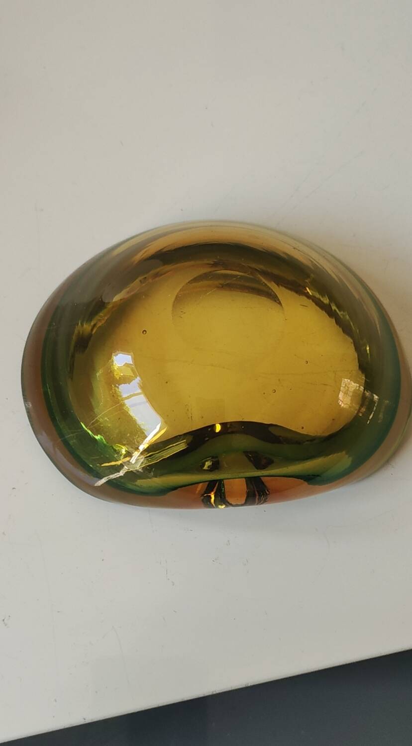 Cendrier/Vide poche. Murano/Sommerso. En verre d Art. Forme coeur