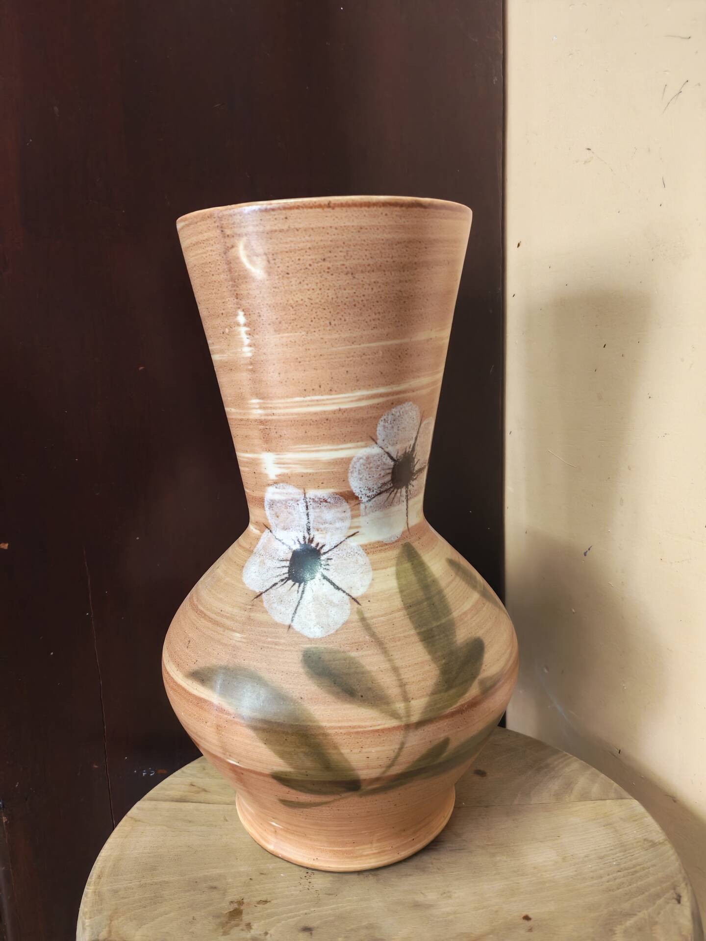 Vintage ceramic vase hand-painted St Clément 1960