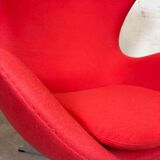 Fauteuil Egg Lounge Fritz Hansen Tissu Arne Jacobsen – Rouge – Fauteuil design,