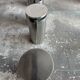 Pair of modernist coffee tables with cylindrical steel legs
