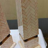 Pair of obelisk in bone marquetry, 70s
