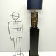 Lampes de table en céramique émaillée noir et or postmodernes, Italie années 1980