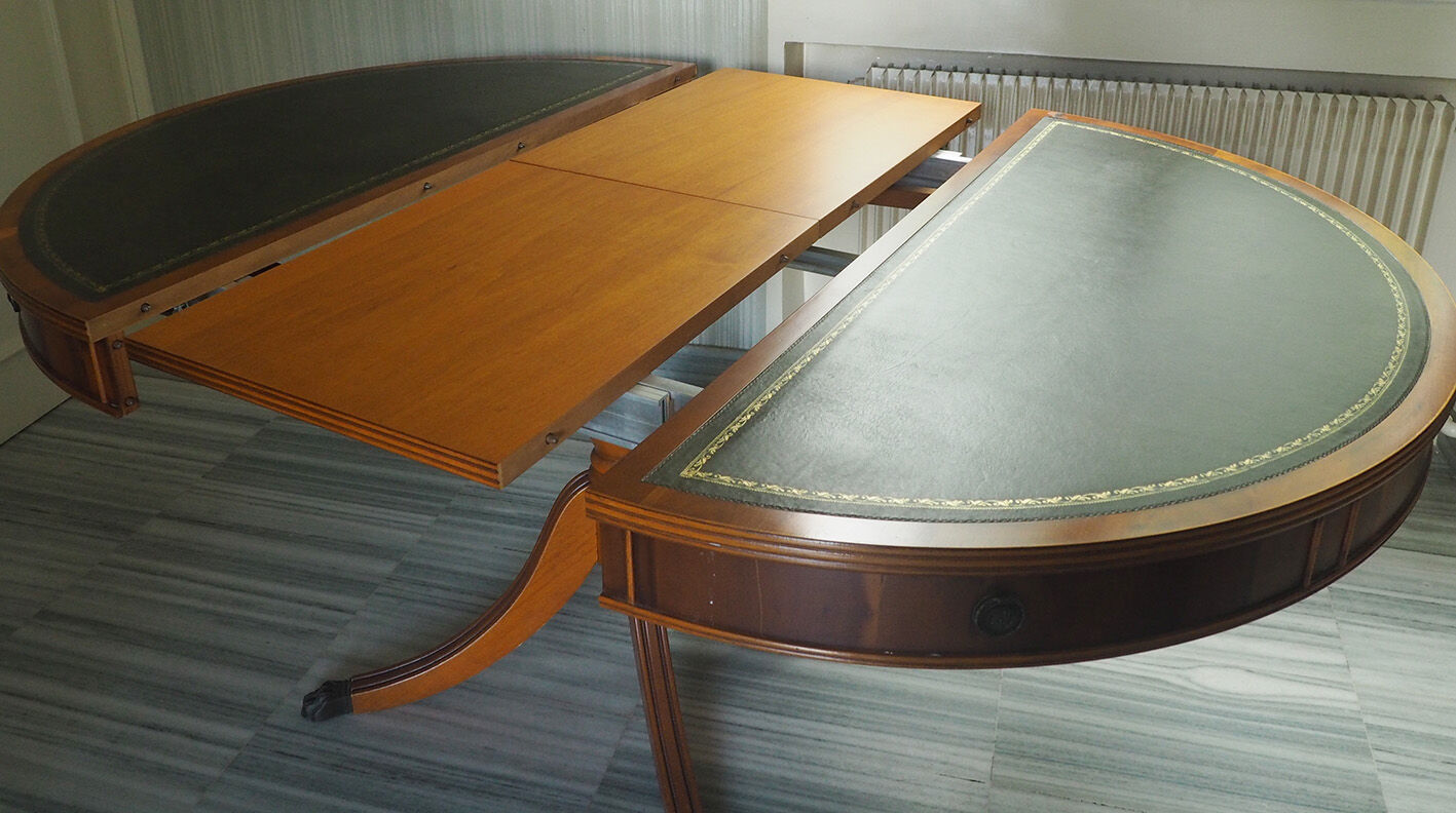 English-style wooden and leather table