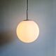 Large pendant lamp in white satin opal glass, Glashütte Limburg, 1970