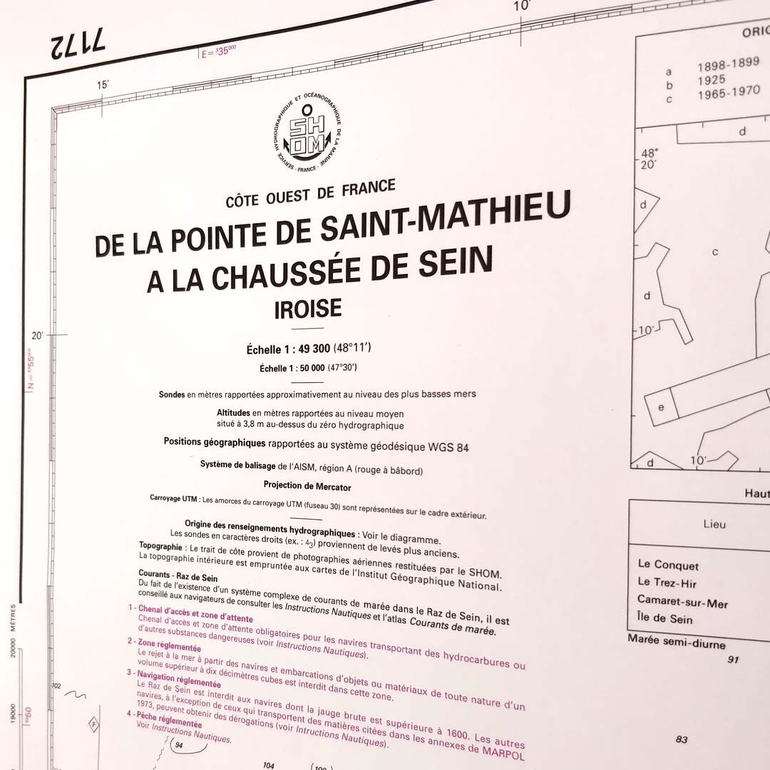 Marine map tip of Brittany 119x86cm