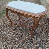 Louis XV style gilded wood coffee table with marble top