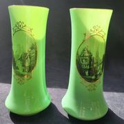 Pair of 19th century green opaline vases
