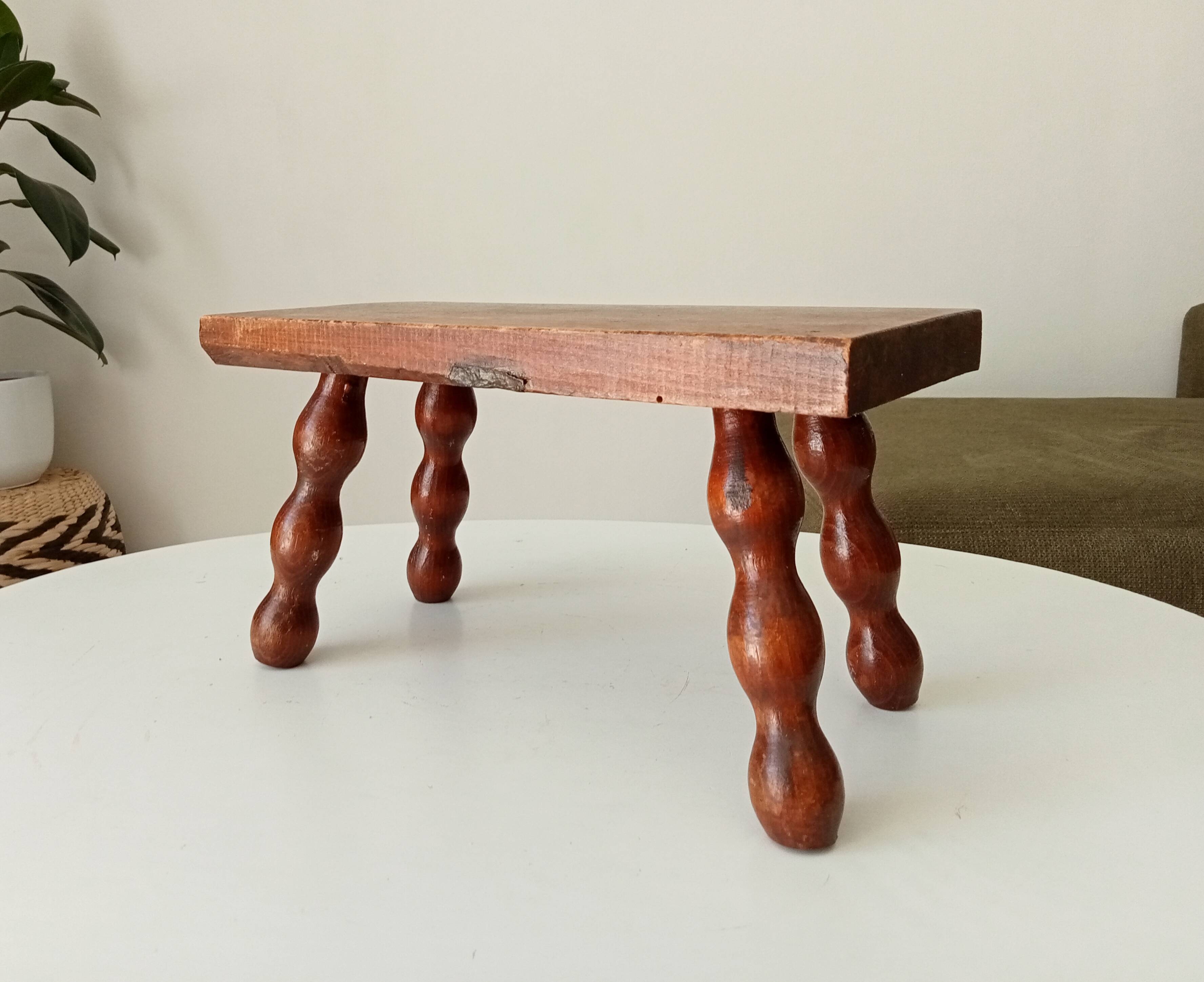 Vintage Bobbin Wood Plant Stool