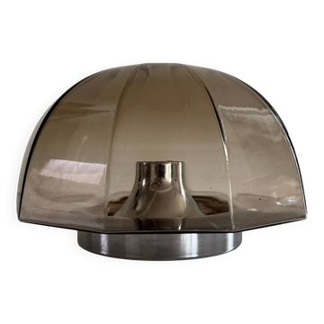 Plafonnier en verre brun et base métallique par N Leuchten, années 1960, Allemagne