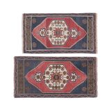 Paire de tapis pales turc noués main 57x109 cm