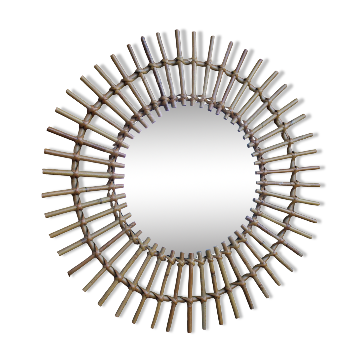 Vintage rattan sun mirror