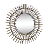 Vintage rattan sun mirror