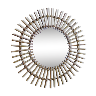 Miroir rotin soleil vintage