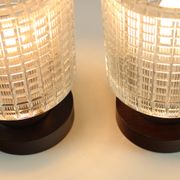 Set of 2 table lamps in glass and wood, Czechoslovakia 1960s