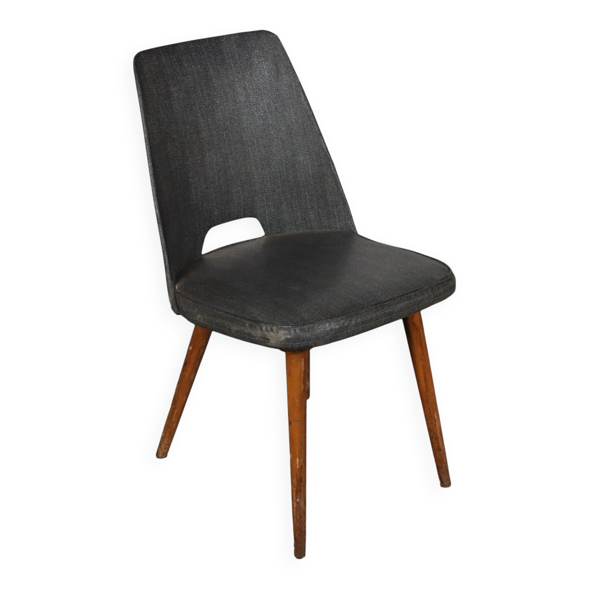 Chaise vintage des années 50-60 avec rembourrage en mousse et revêtement en similicuir