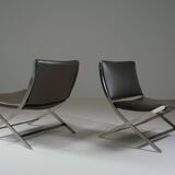 Pair of Flexform leather low chairs, Peter model, by Antonio Citterio