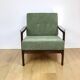 Vintage brown wooden armchair green-olive jeans design by Z. Bączyk - 2 pieces available