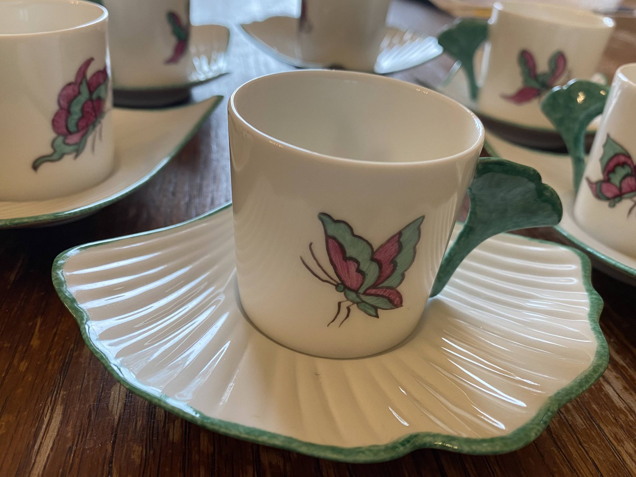6 Hand Painted Limoges Porcelain Cups and Saucers