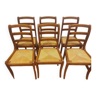 Lot de 6 chaises paillées