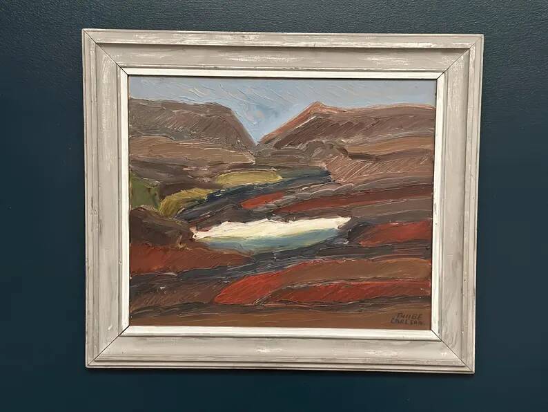 Original Swedish Oil on Panel – “Rustic Landscape” by Thage Carlson – Signed – Vintage & Framed – 72 × 61 cm (28.3" × 24")