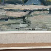 Original Swedish Oil on Panel – “Urban Landscape” by B. Gustavson – Signed – Dated 1947 – Vintage & Framed