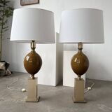 Paire de lampes de table Philippe Barbier années 70