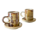 Pair of stoneware cups and sub-cups