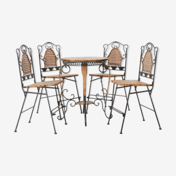 Ensemble chaises et table rotin