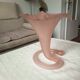 Large satin glass cornucopia vase "pâte de verre" frosted pink - Art style