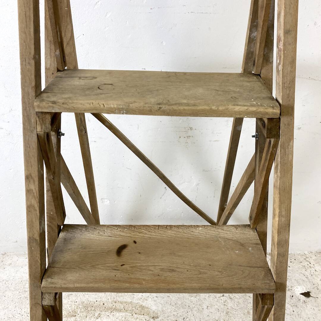 Antique wooden workshop stepladder from the 1950s
