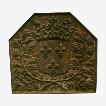 Plaque de cheminée en fonte de fer Décorde blason couronné XIX siècle