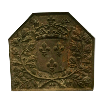 Plaque de cheminée en fonte de fer Décorde blason couronné XIX siècle