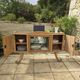 Art Deco buffet with showcase and solid raw wood mirror