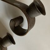 Pair of corrugated wrought iron candlesticks 1950