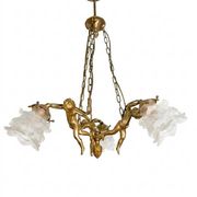 Lustre aux angelots en bronze années 70