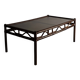 Dark rattan glass coffee table | 1980s