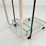Postmodern beige metal and glass trolley, 1980