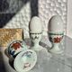 Vintage porcelain egg cup trio from Paris – Poppy & basket decor