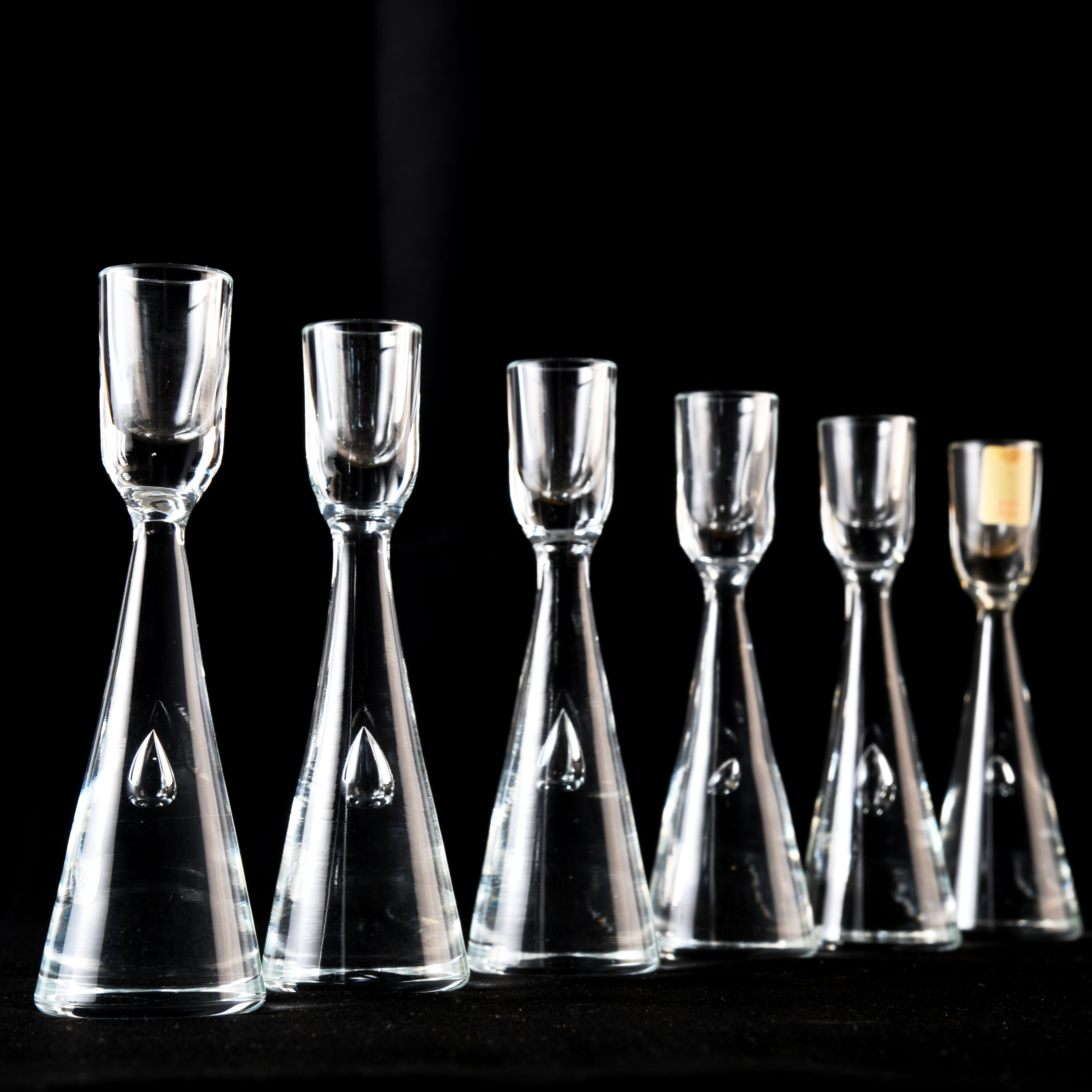 6 small glass candle holders by Bent Severin for Holmegaard