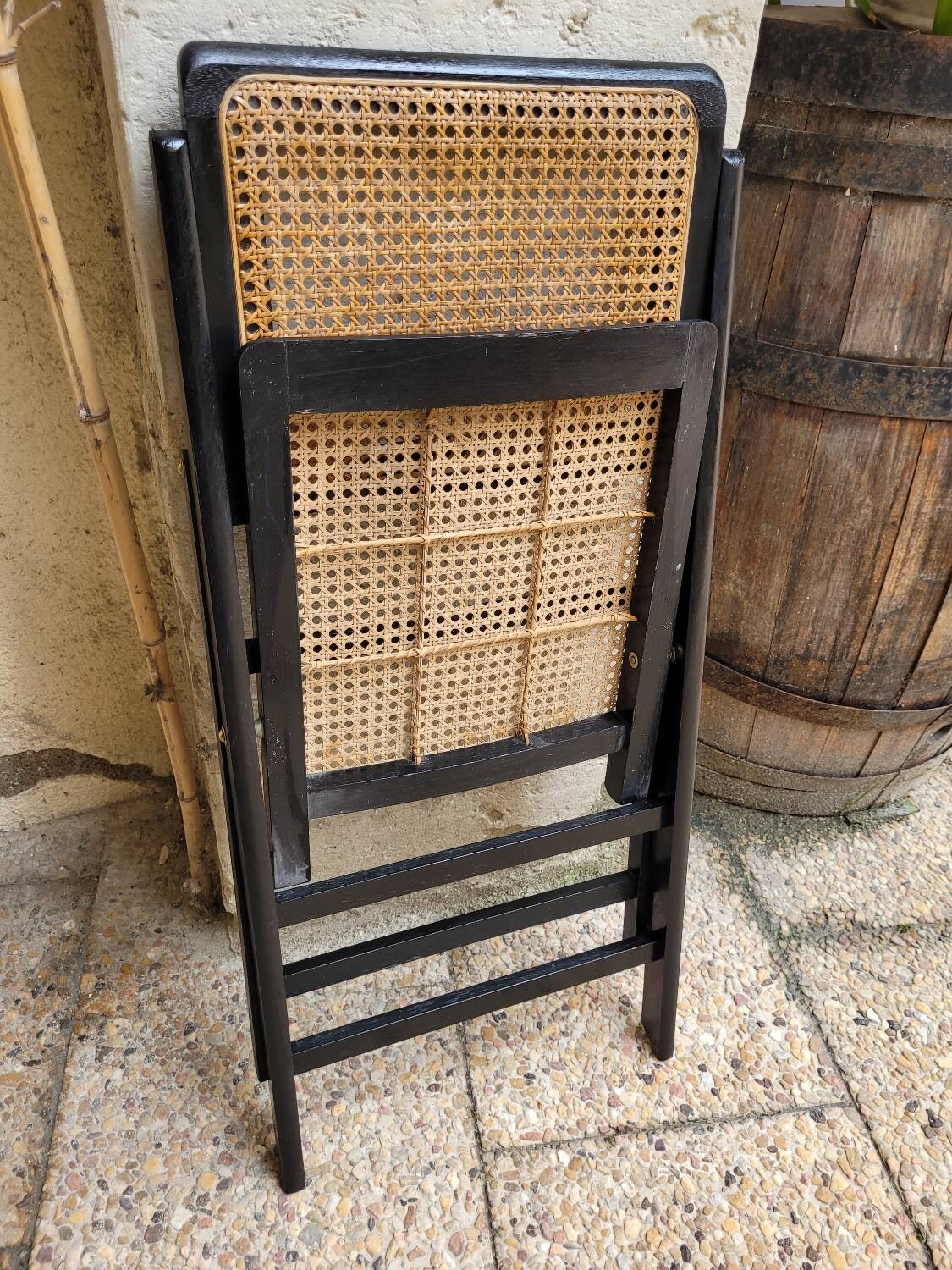 2 foldable cane chairs