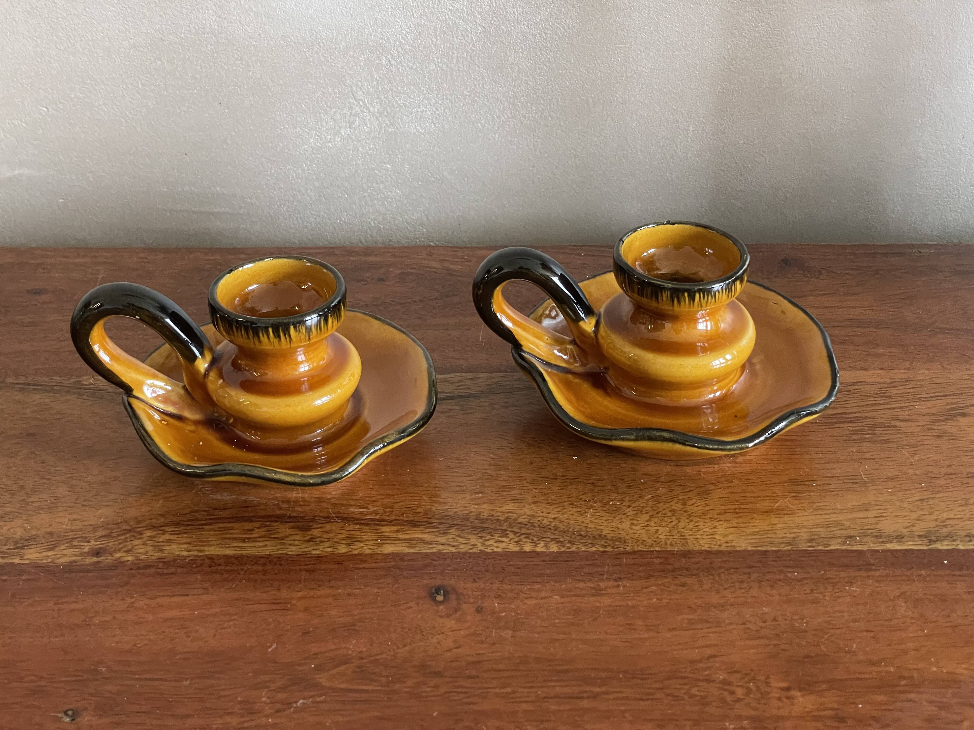 Vallauris hand candle holder duo