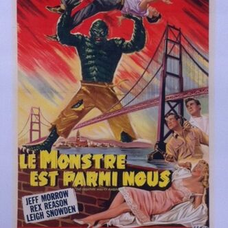 Cinema original poster of 1959.Le monster is among nous.entoilee