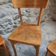 Set of 4 French bistro chairs, beech and plywood, 1960s, mid-century dining chairs.