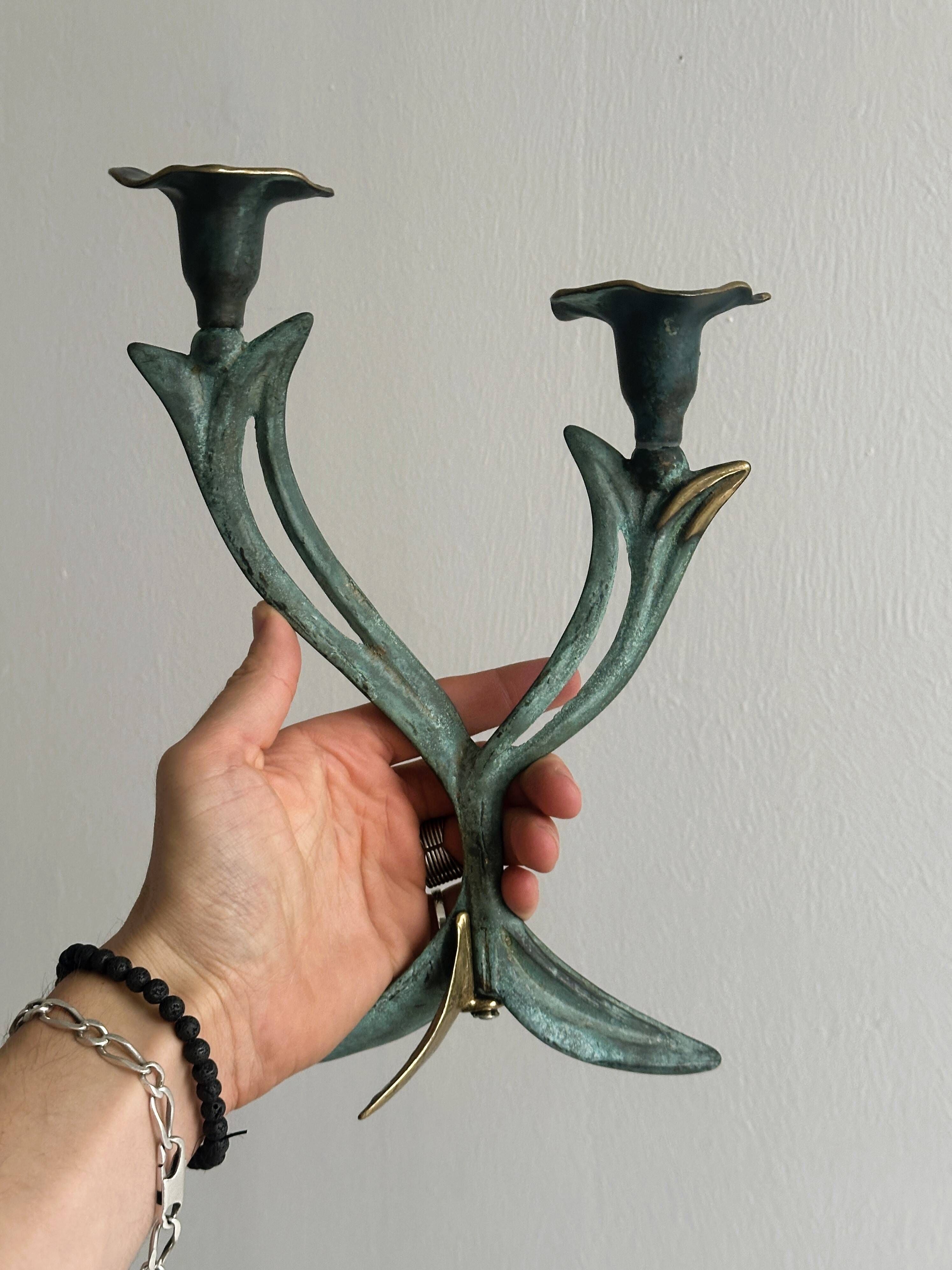 Two-branched metal candle holder
