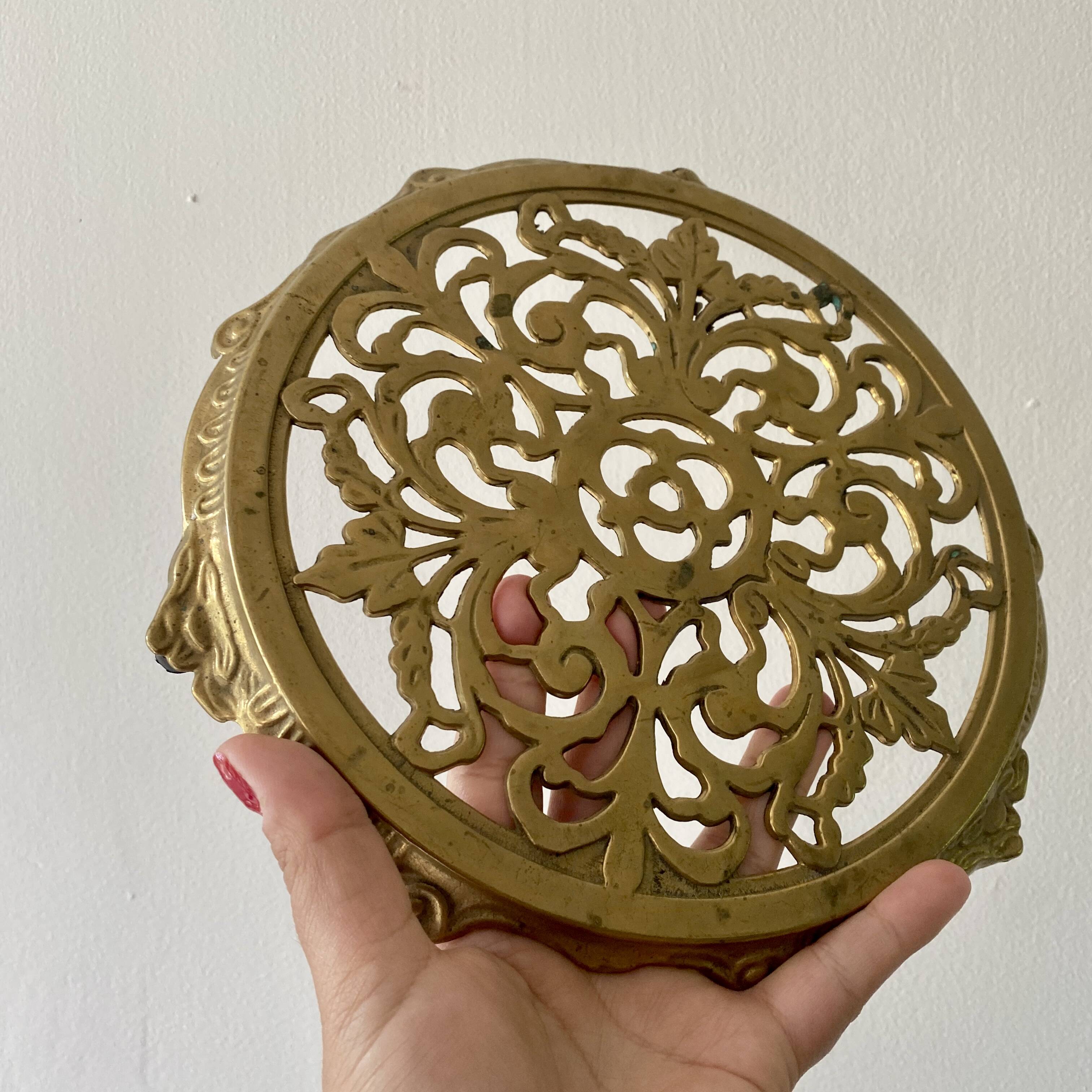 Vintage gilded brass trivet